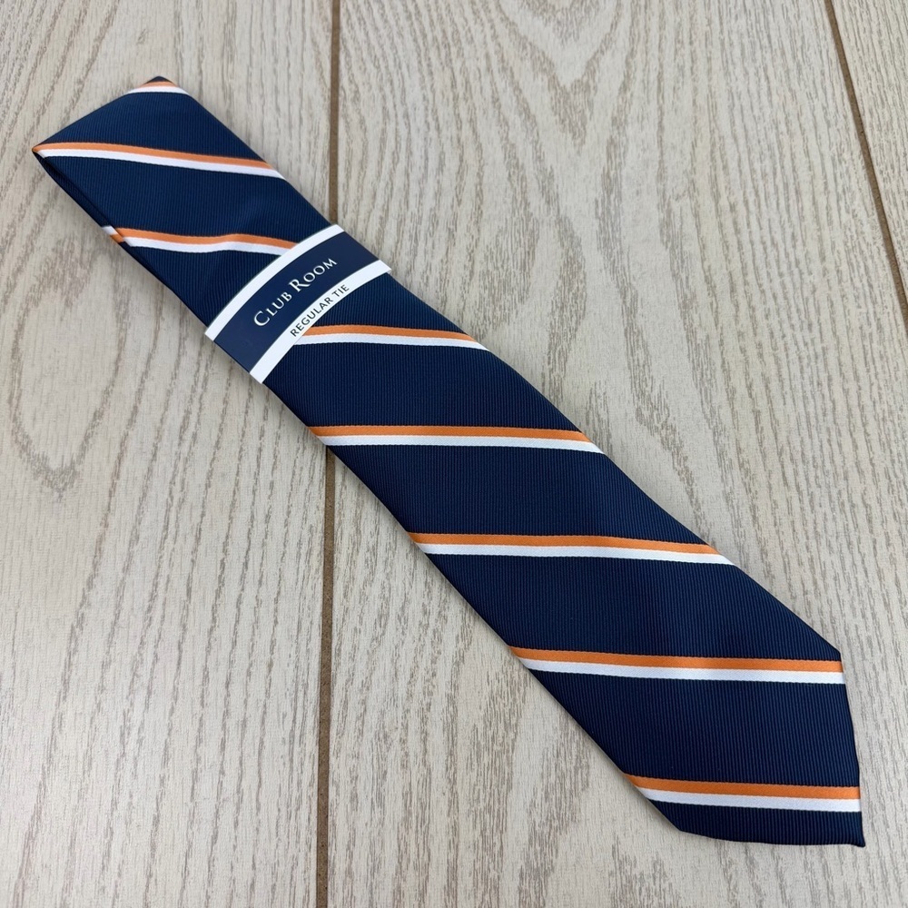 695 Club Room Men's Tie Irving Stripe 800 Orange $55 Polyester